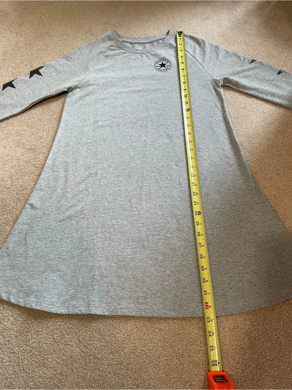 Converse NWT Girls Size XL Kids 13-15 Yrs Dark Gary Heather Tee Shirt Dress